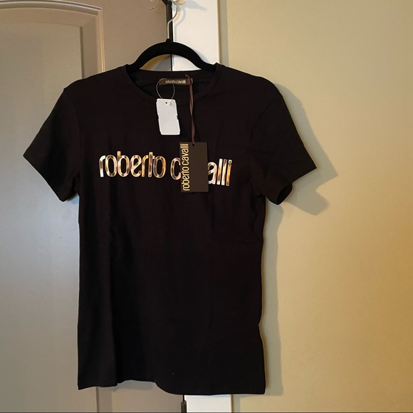 Roberto Cavalli Black Logo T shirt Medium - Picture 1 of 2